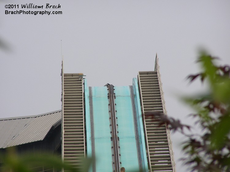 Looking up at the lift hill on White Water Landing.