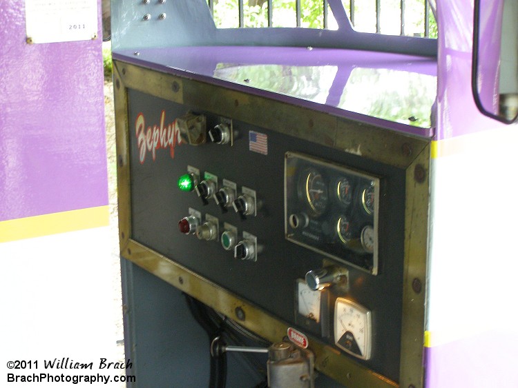 A quick glance at the controls inside the Engine Car on the Zephyr Railroad.