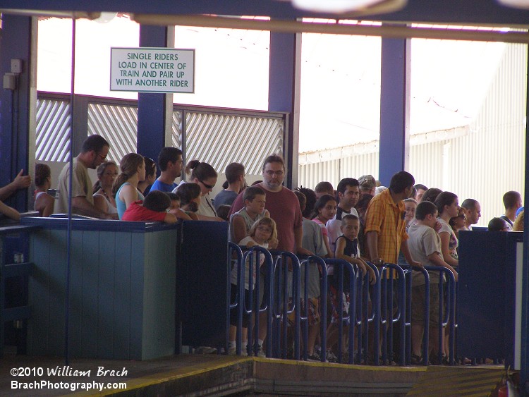 Looking in at the station of Comet.  Those kids are waiting for their turn to ride.