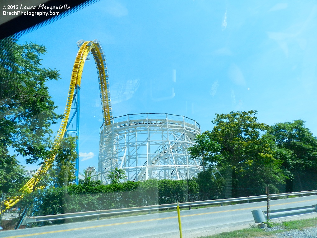 Comet stands in the shadows of Skyrush is was new for 2012.