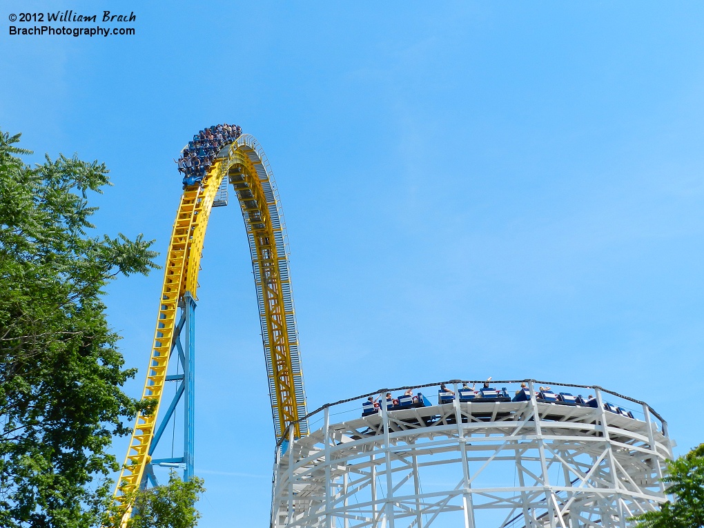 Newest coaster (Skyrush) stands next to the oldest one (Comet).