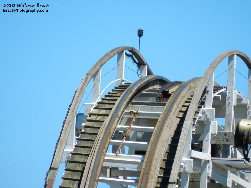 Here's the top of the lift hill on Comet.