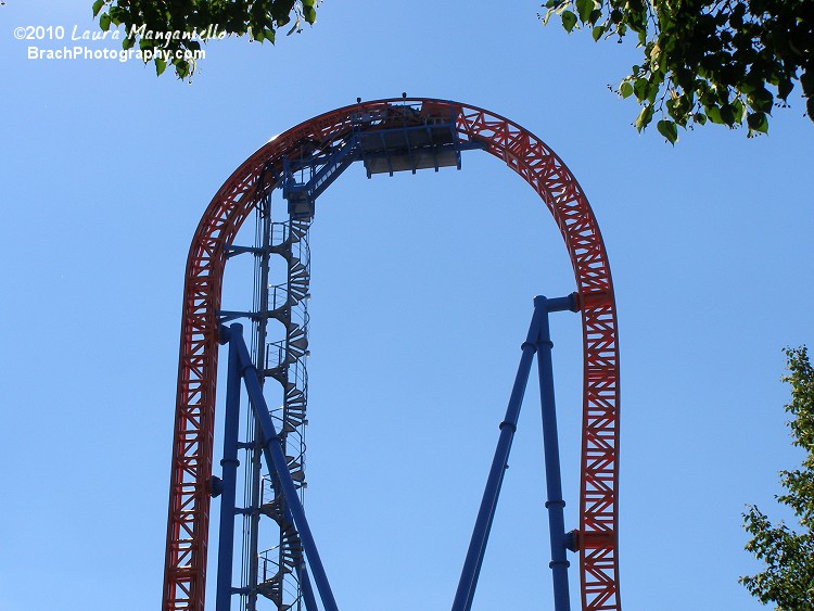 Fahrenheit's lift hill and first drop.