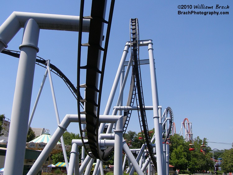 First drop going overhead into the vertical loop.