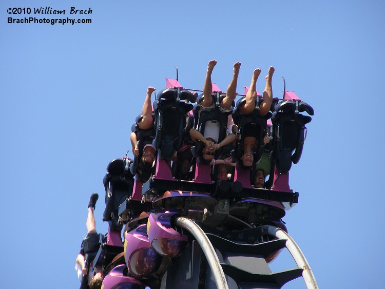 Great Bear riders upsidedown on the ride.