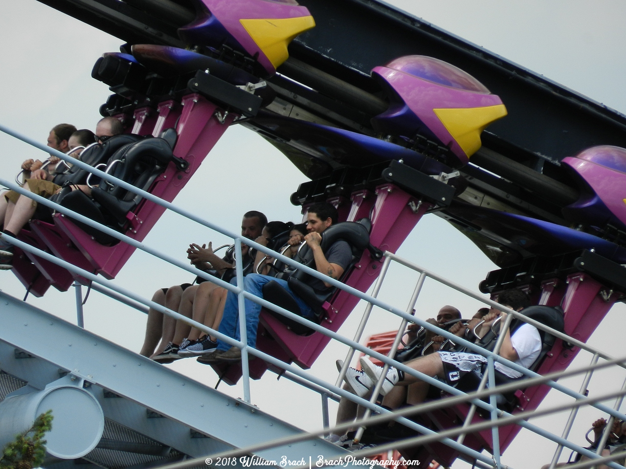 Great Bear train going up the lift hill.