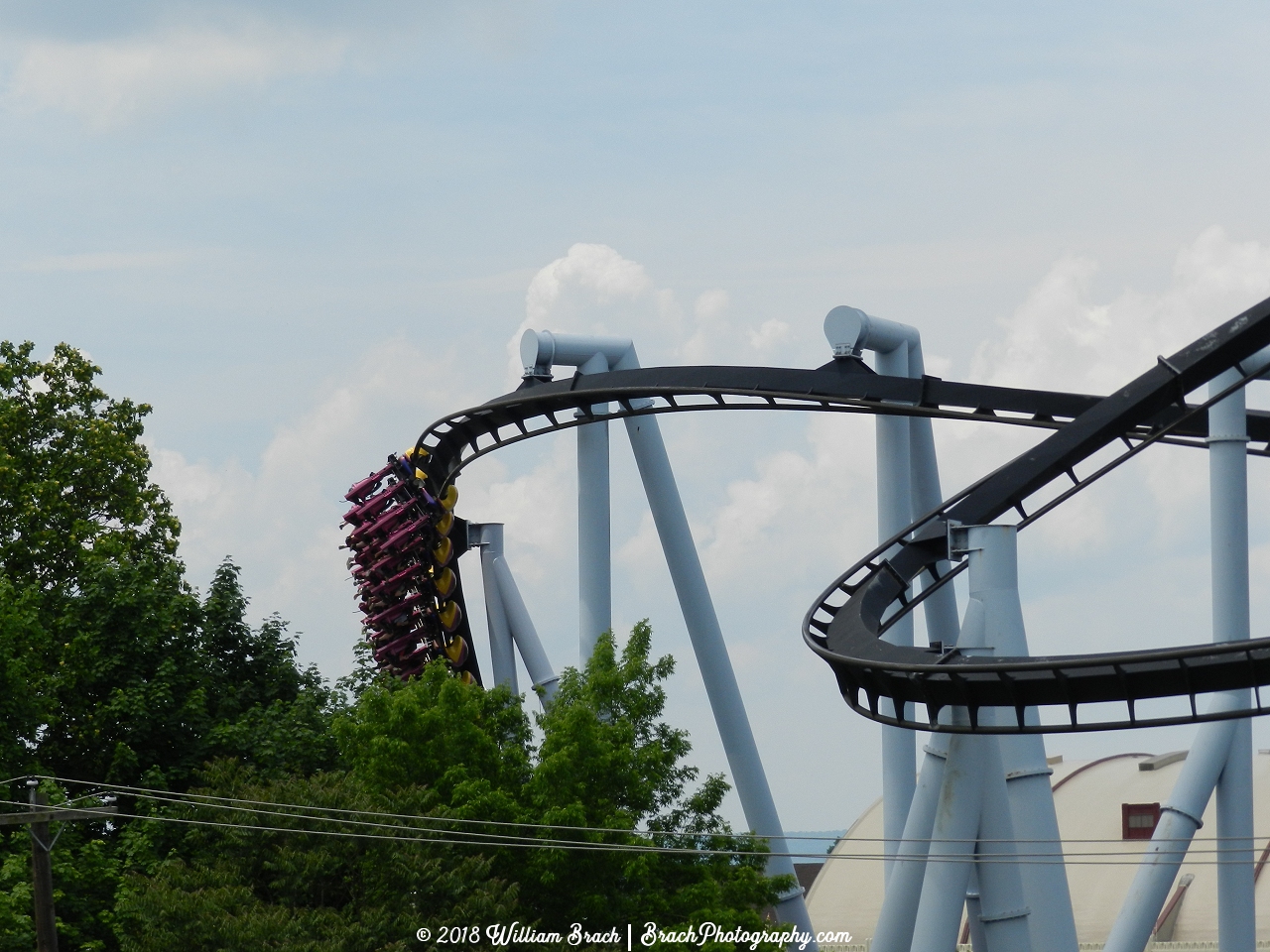 Tail end of a trai ngoing down the first drop.