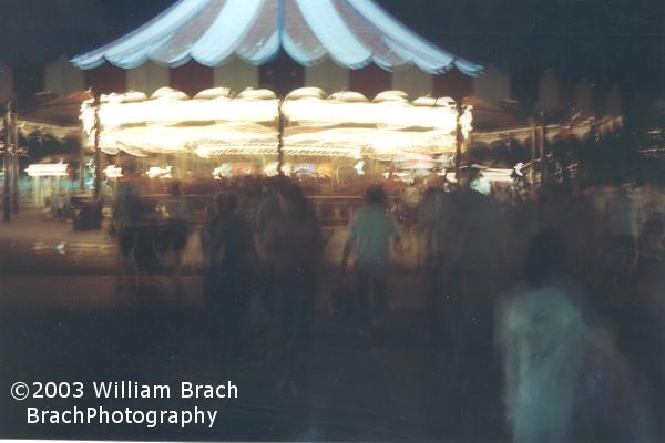 Carousel in motion at night.