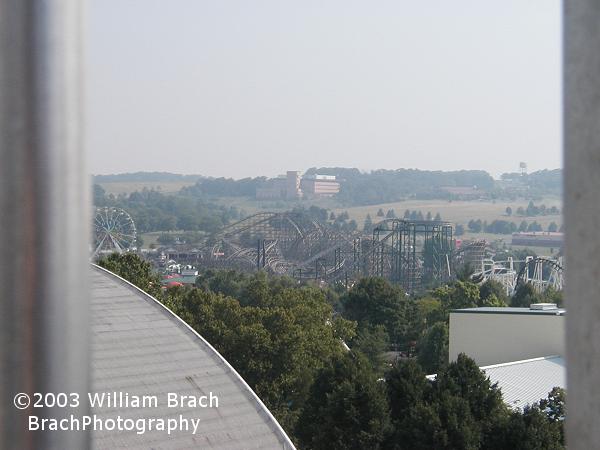 Seen from the Giant Wheel - the OTHER Ferris Wheel, Lightning Racer, Tidal Force, and Roller Soaker.