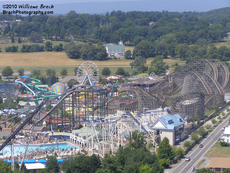 Here we see BaySide Pier, Roller Soaker, Tidal Force, Lightning Racer and the Boardwalk.