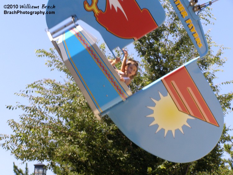 Closer view of the ride in motion.