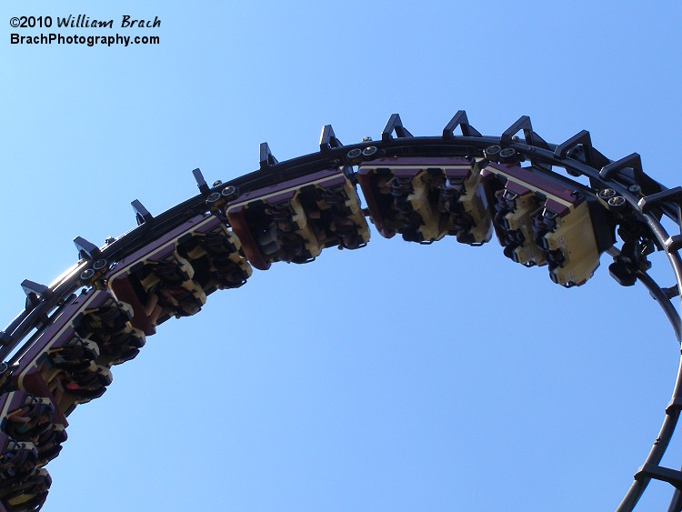 Sidewinder train in the vertical loop.  Sidewinder opened at Hersheypark in 1991 - 10 years before Lightning Racer.