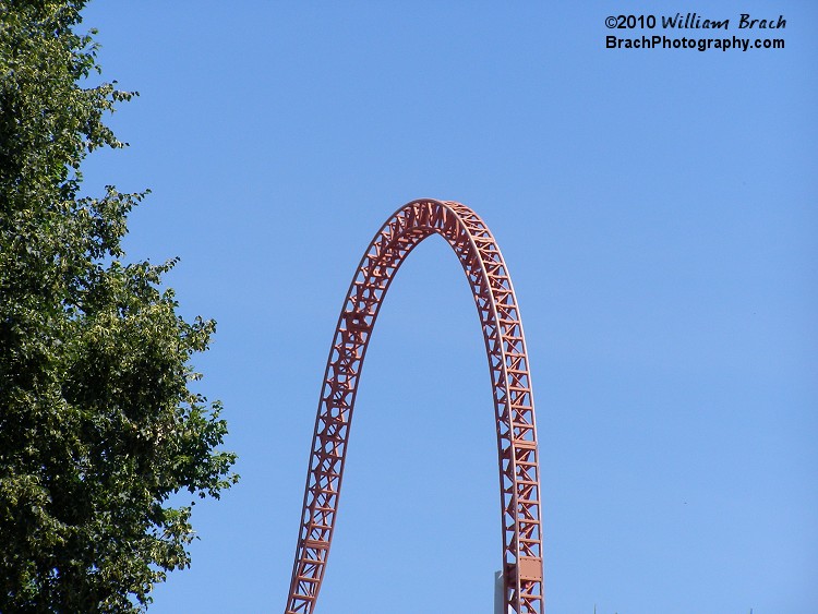 This is Storm Runner's Top Hat hill.  Trains would gain speed in the launch section of track and be launced up and over the hill.