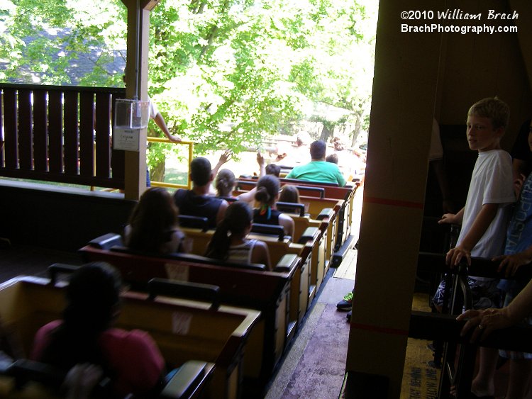 Trailblazer train leaving the station.