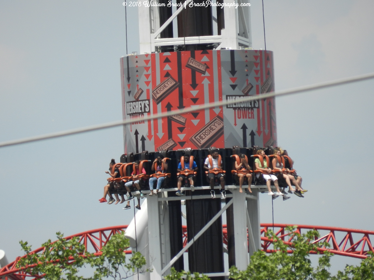 Cart going up the Hershey Tower.