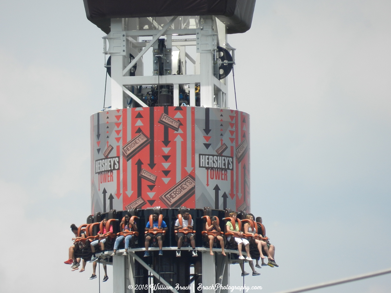 Cart almost at the top of the Hershey Tower.