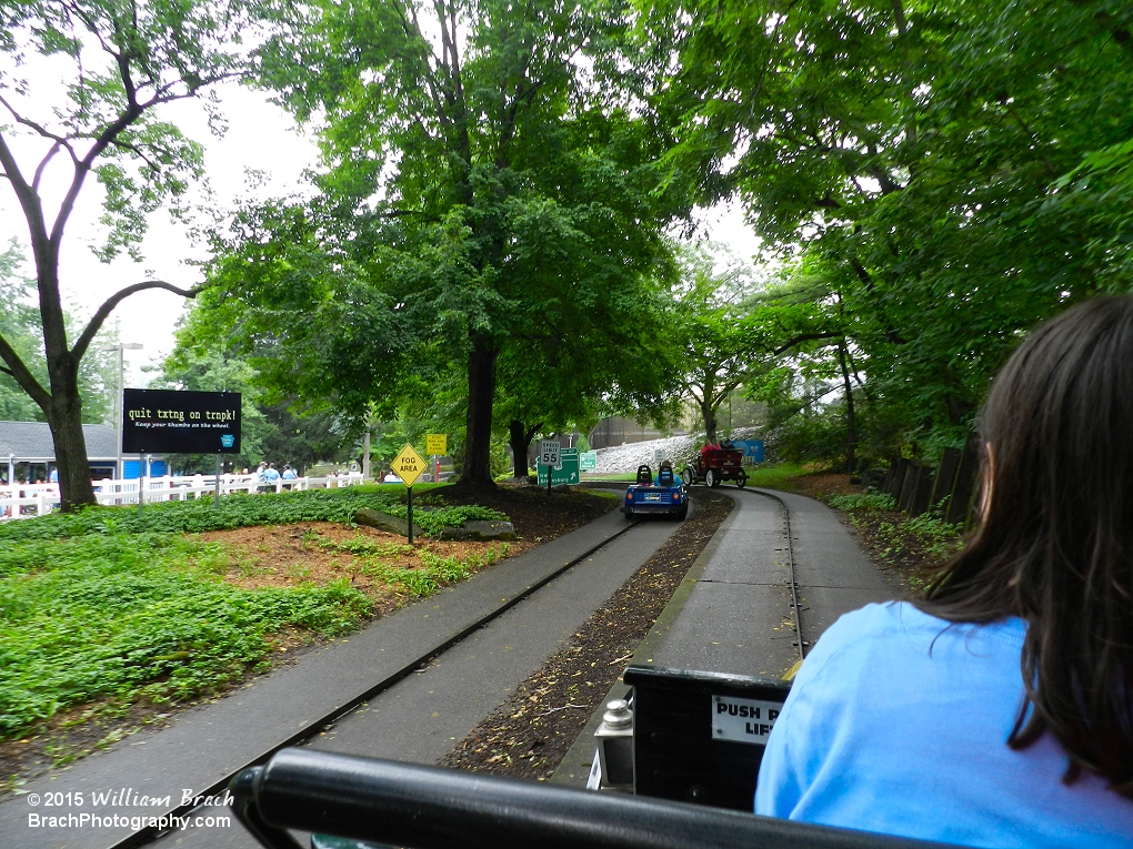 Laura doing the driving on the Twin Turnpike.