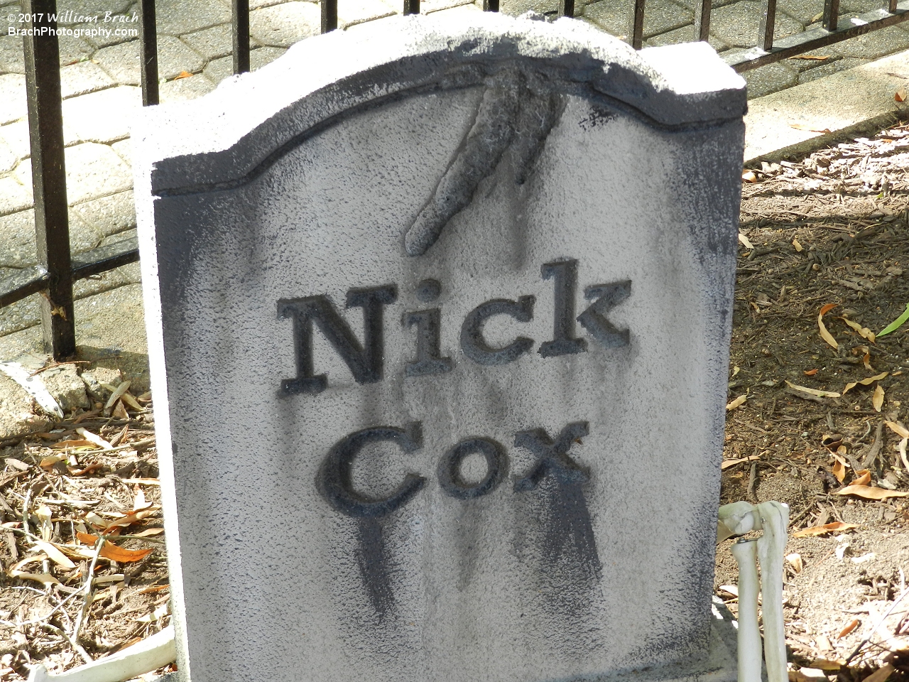 Nick Cox has a headstone at Kings Dominion.