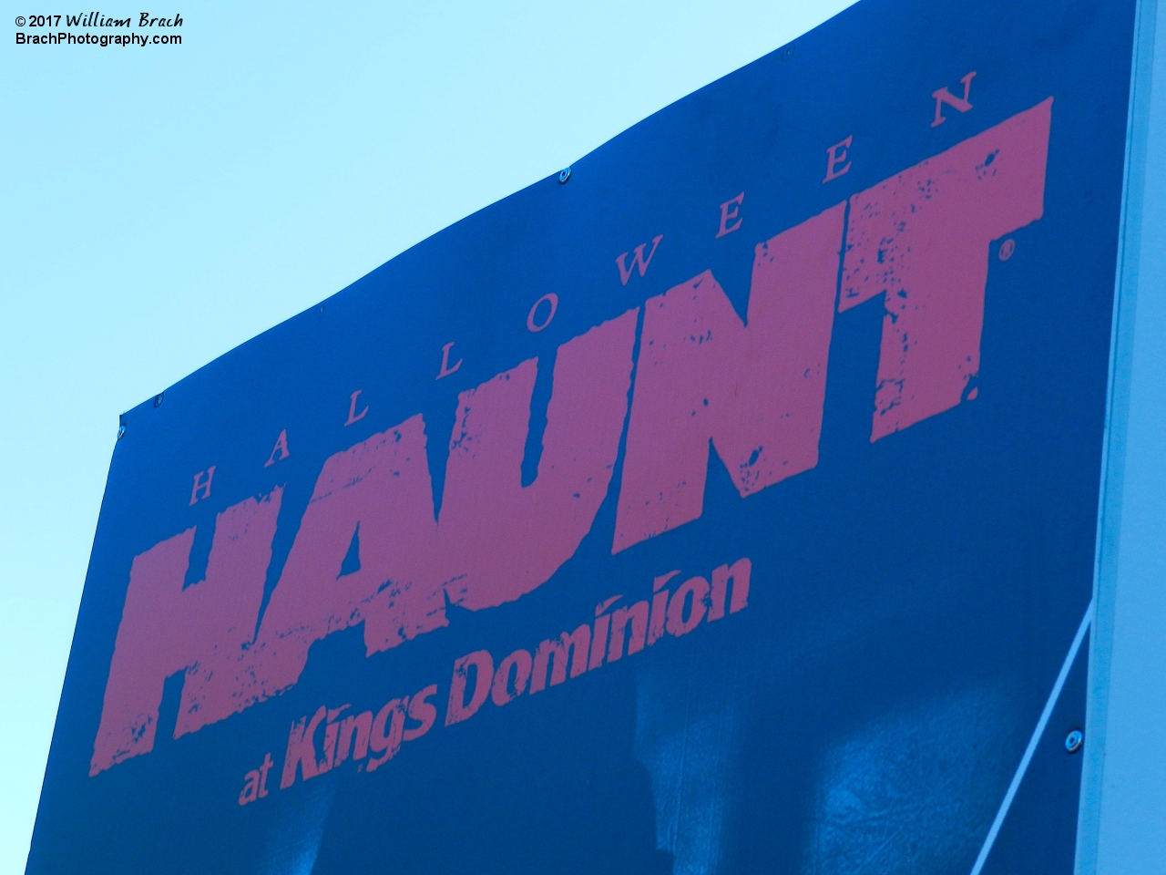 Signage inside Kings Dominion advertising for Halloween Haunt.