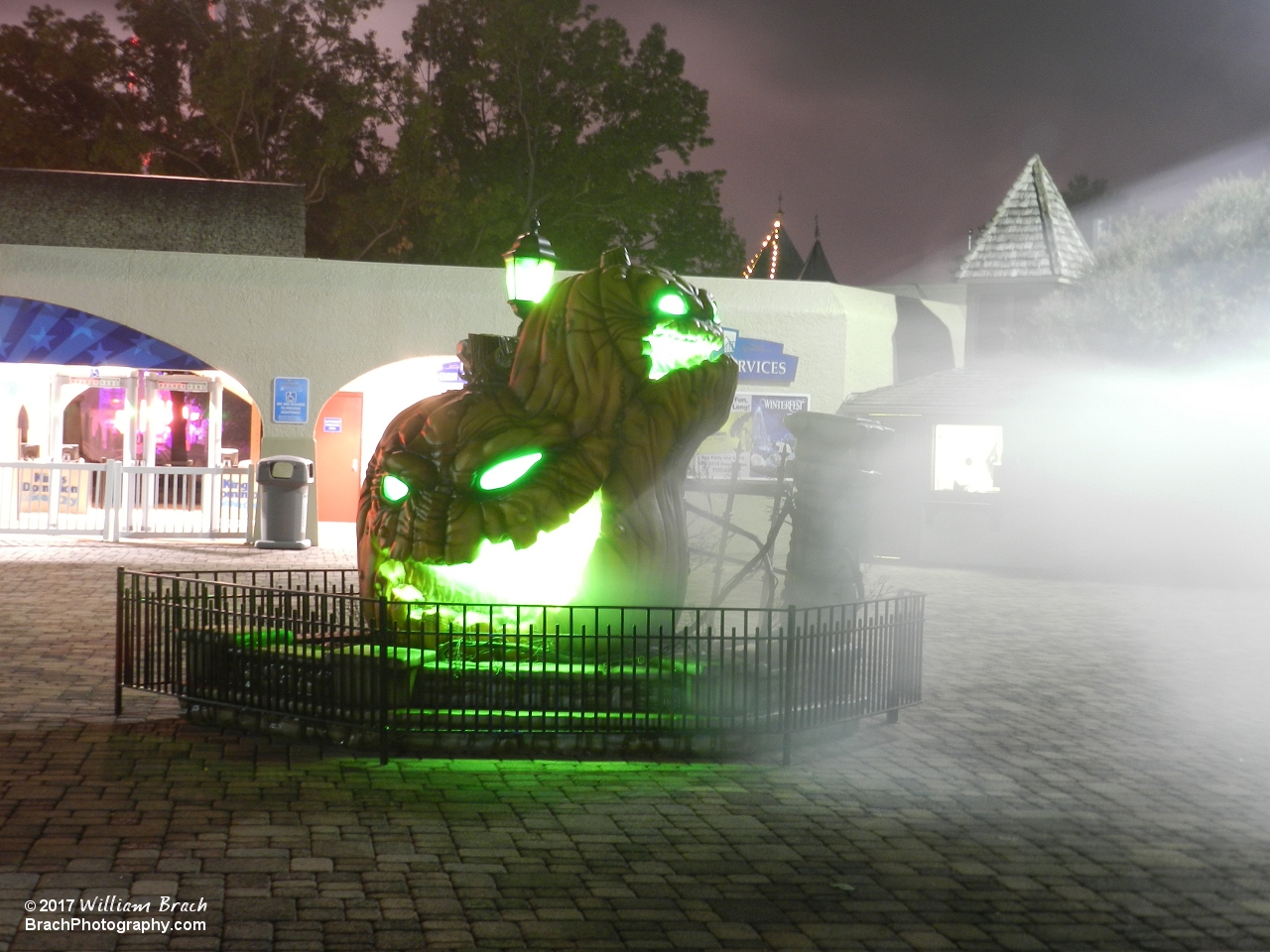 Scary Jack-O-Lanterns outside the park.