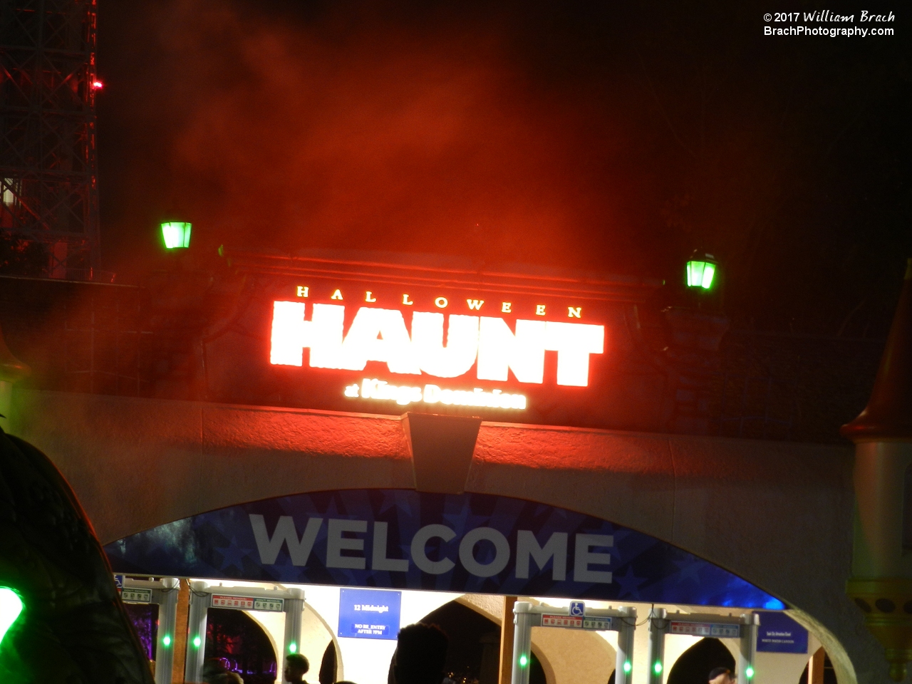 Halloween Haunt sign outside the main entrance.