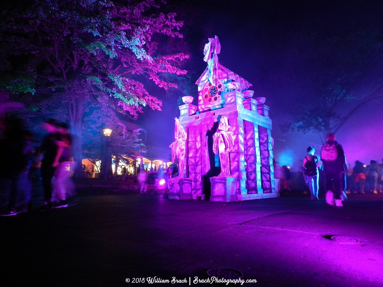 Beautifully lit up Necropolis entrance area.