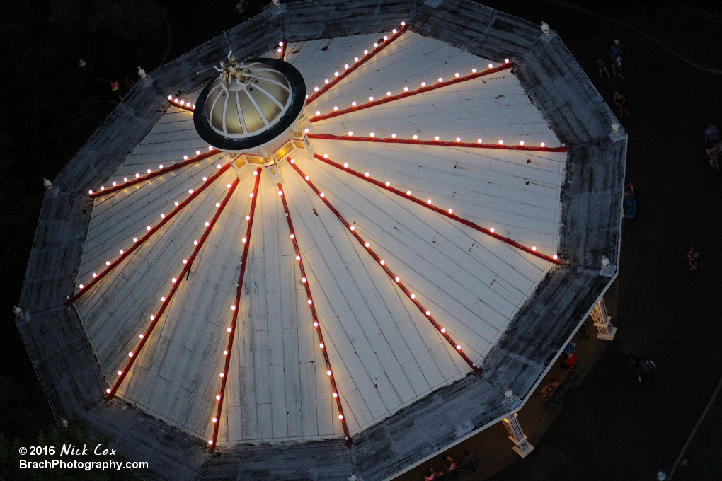 The carousel at night from the Eiffel Tower.