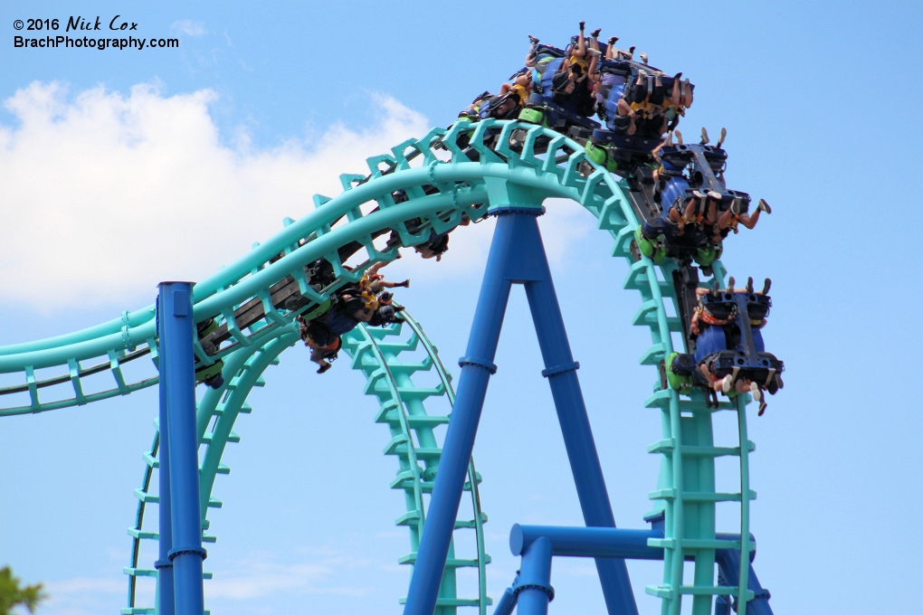 A shot of the train rolling through the cobra roll.