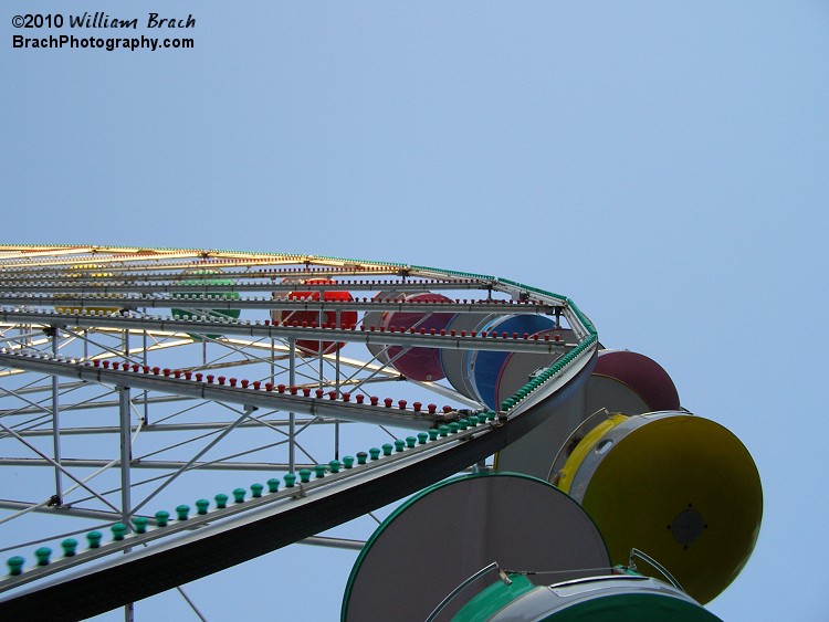 The gondolas on the Giant Wheel are very colorful!  It's almost like you're looking up at candy.