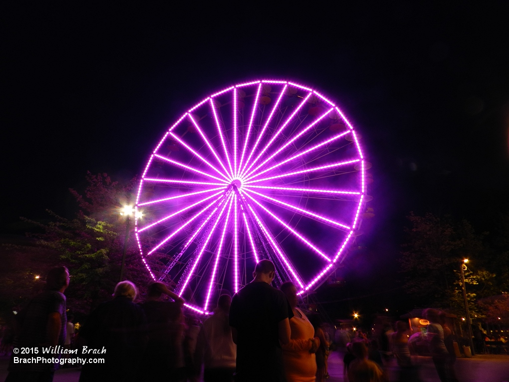 Very bright lights put on quite a show at night.