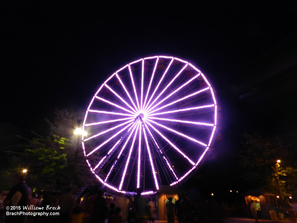 Very bright lights put on quite a show at night.