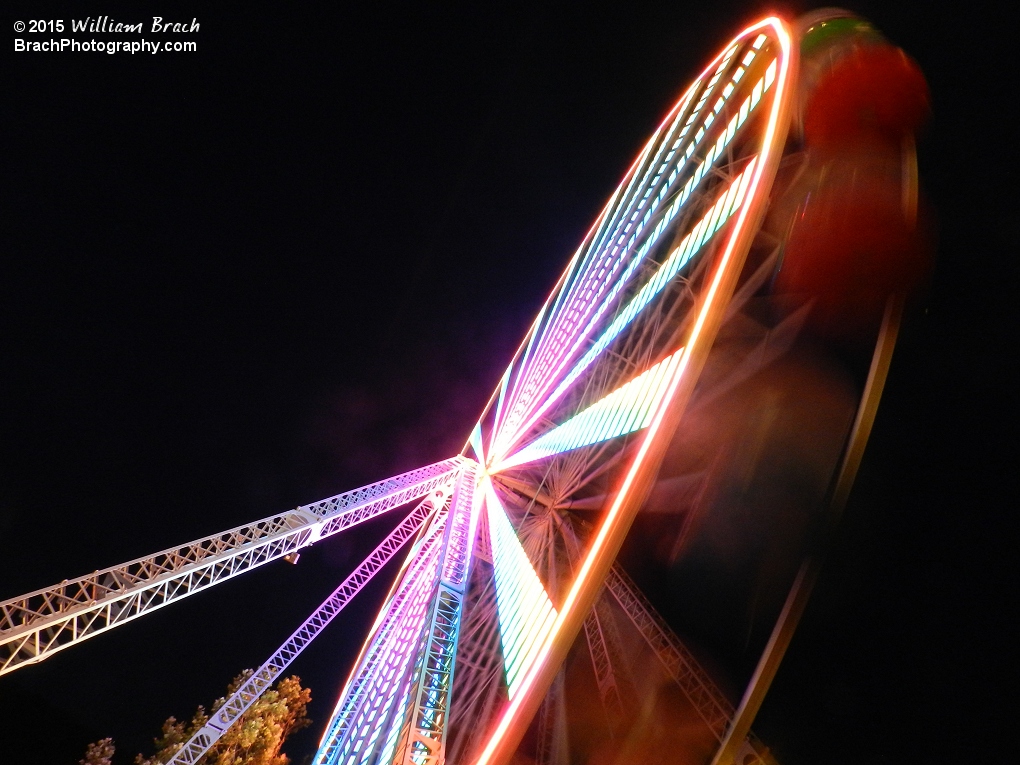 Giant Wheel in motion at night with the new LED lights.