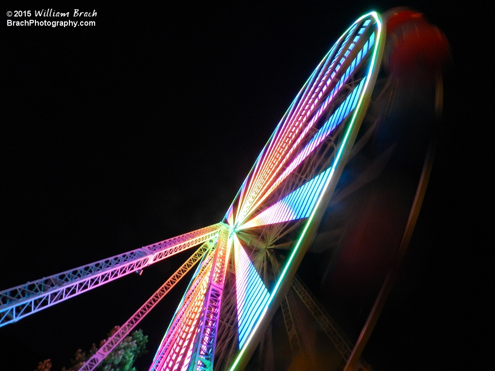 Giant Wheel in motion at night with the new LED lights.