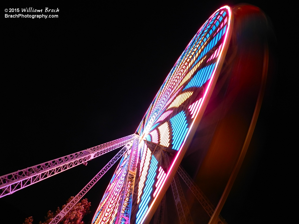 Giant Wheel in motion at night with the new LED lights.