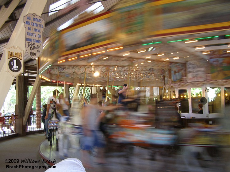 Here we see the Grand Carousel in motion and the 2009 ticket price to ride.