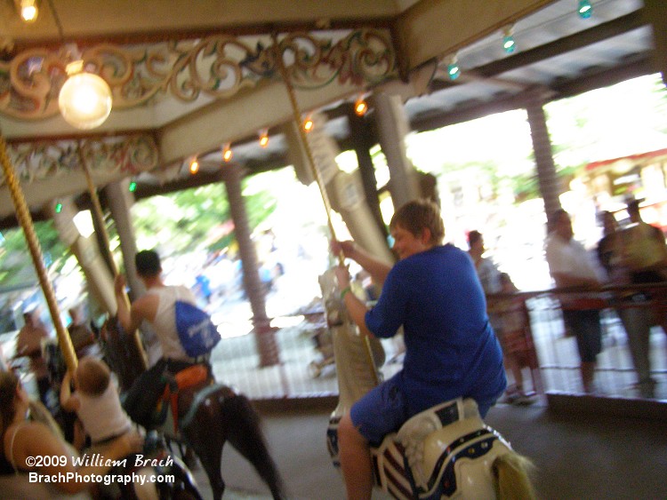 Onboard the Grand Carousel at Knoebels.