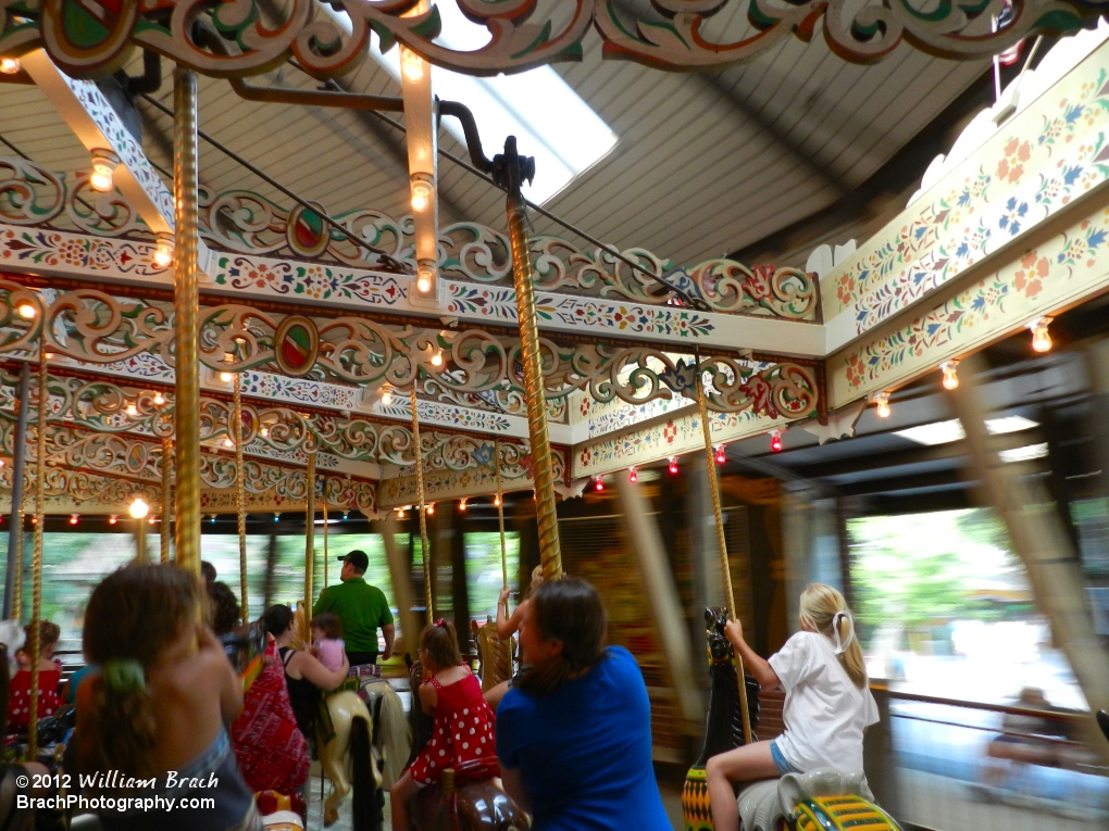 Taking a spin on the carousel.