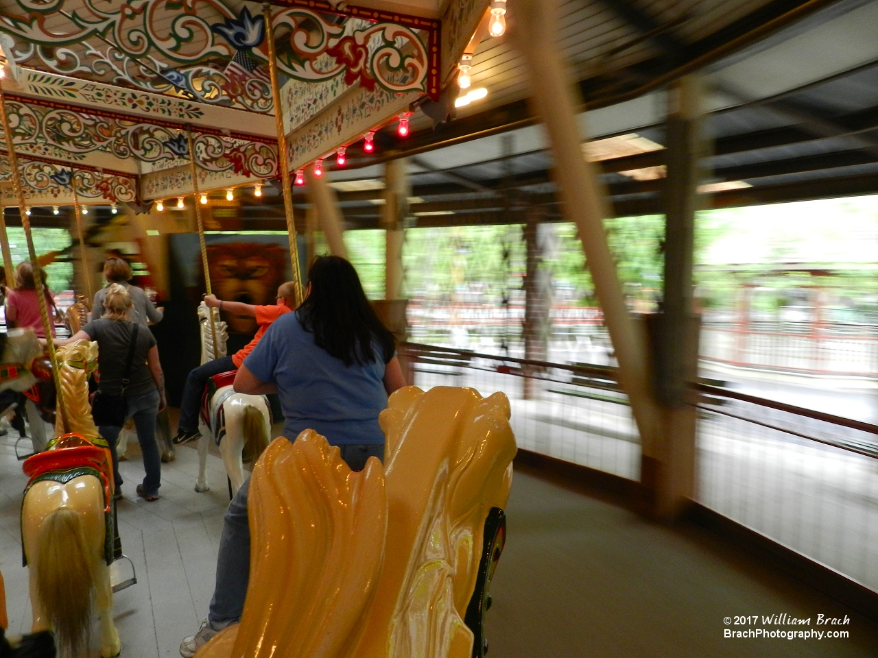 Laura trying to catch the Brass Ring on the Grand Carousel.