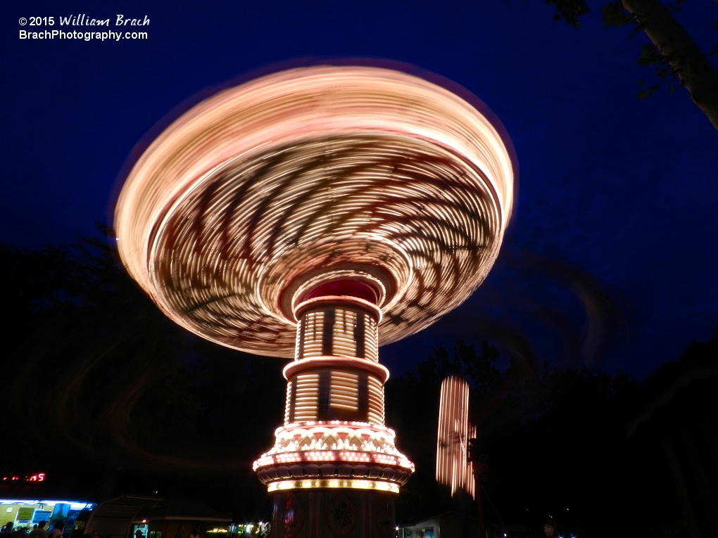 Ride in motion at night.