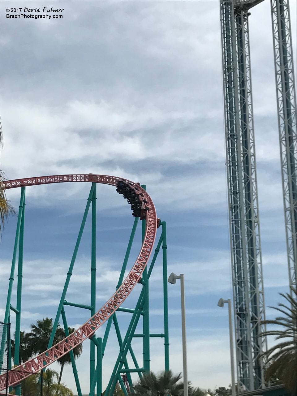 Xcelerator train rounding a turn.