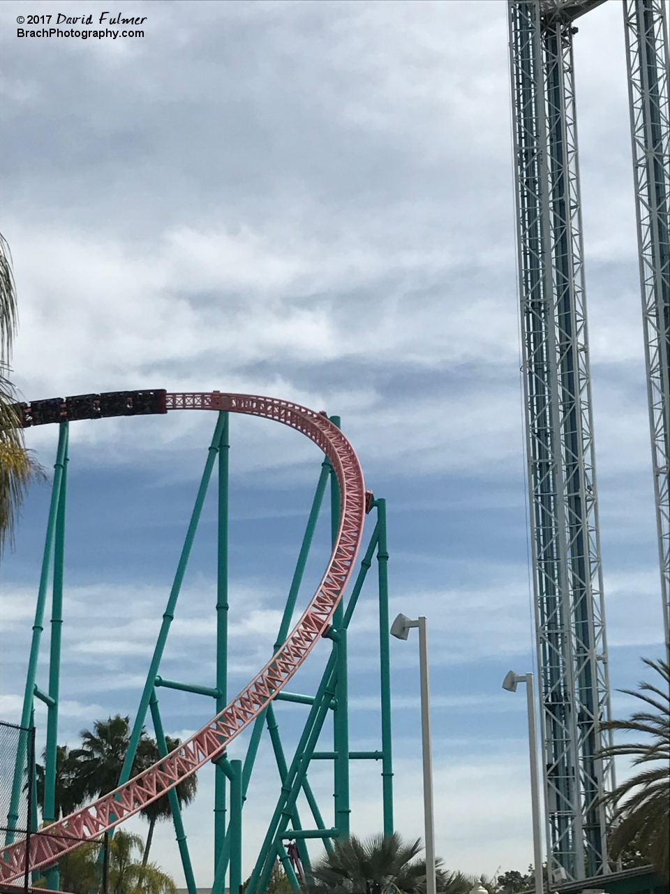 Xcelerator train rounding a turn.