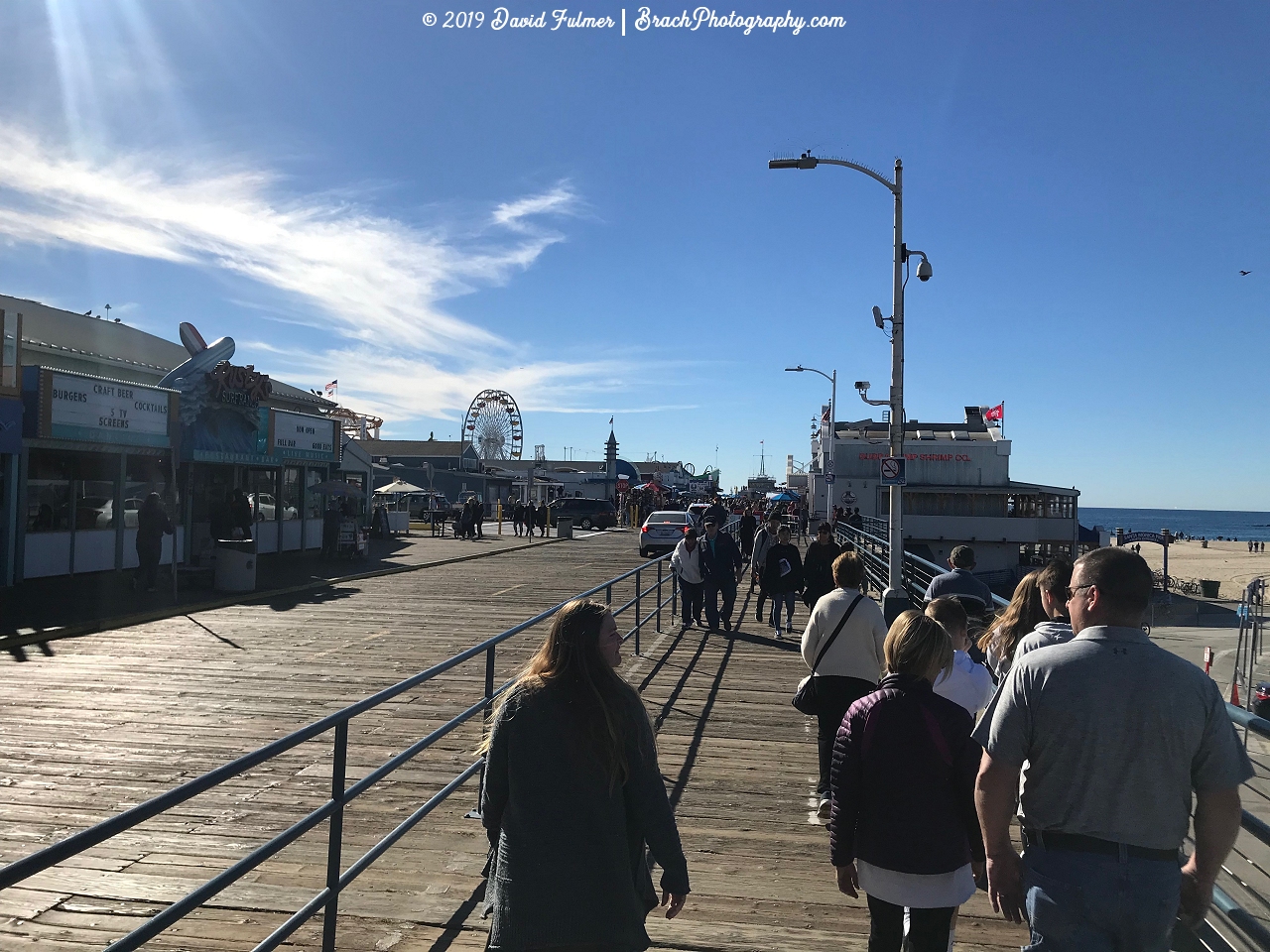 Walking to the park on the pier.