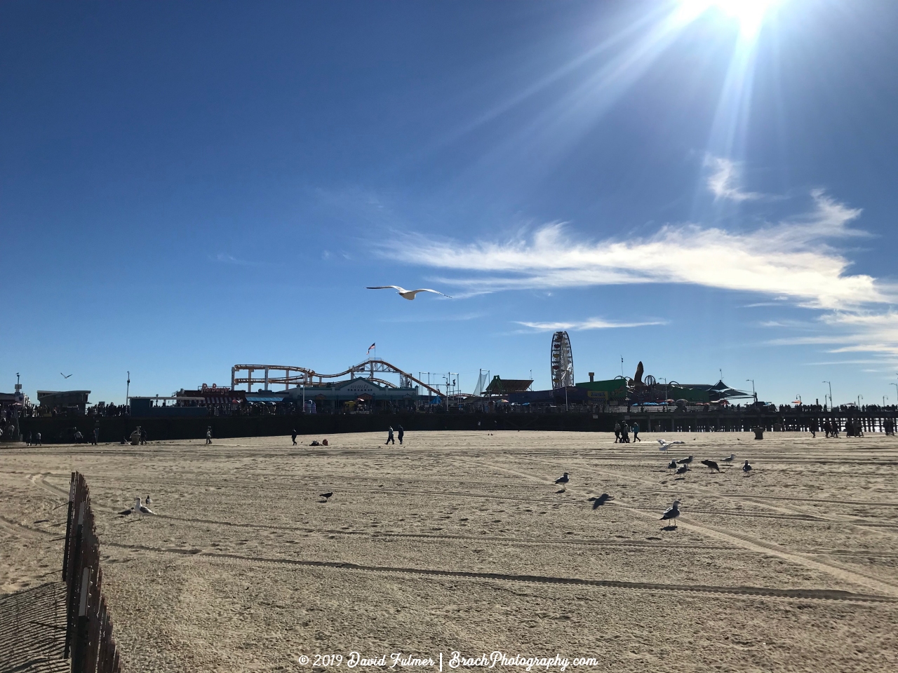 Pacific Park from the beach in Santa Monica, California.