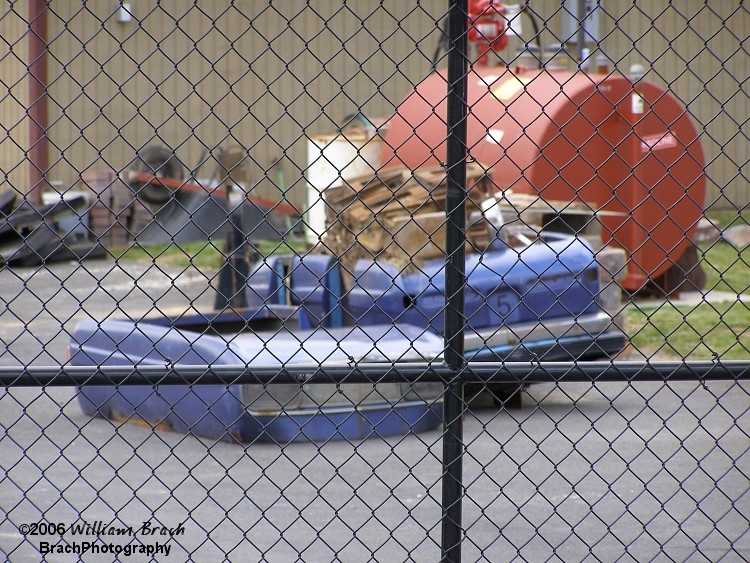 The shells of the Wildcat coaster cars sitting and awaiting refurbishment.