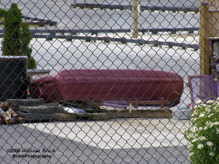 A purple Wildcat car shell awaits restoration.