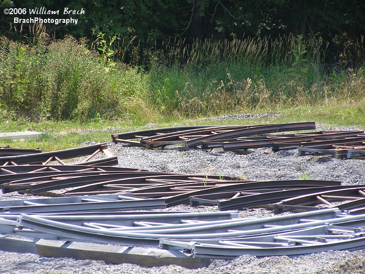 Here it's quite obvious that they were doing all the priming and painting of the track pieces.  You can still see some bits of orange paint on the track.