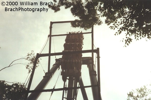 When Alpengeist opened in 1997, the park had to put up this net to keep park guests from being smacked in the back of their heads by a stray shoe from a rider on the coaster.