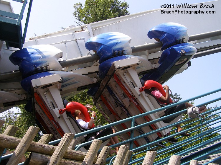 Another Alpengeist train going up the lift hill!