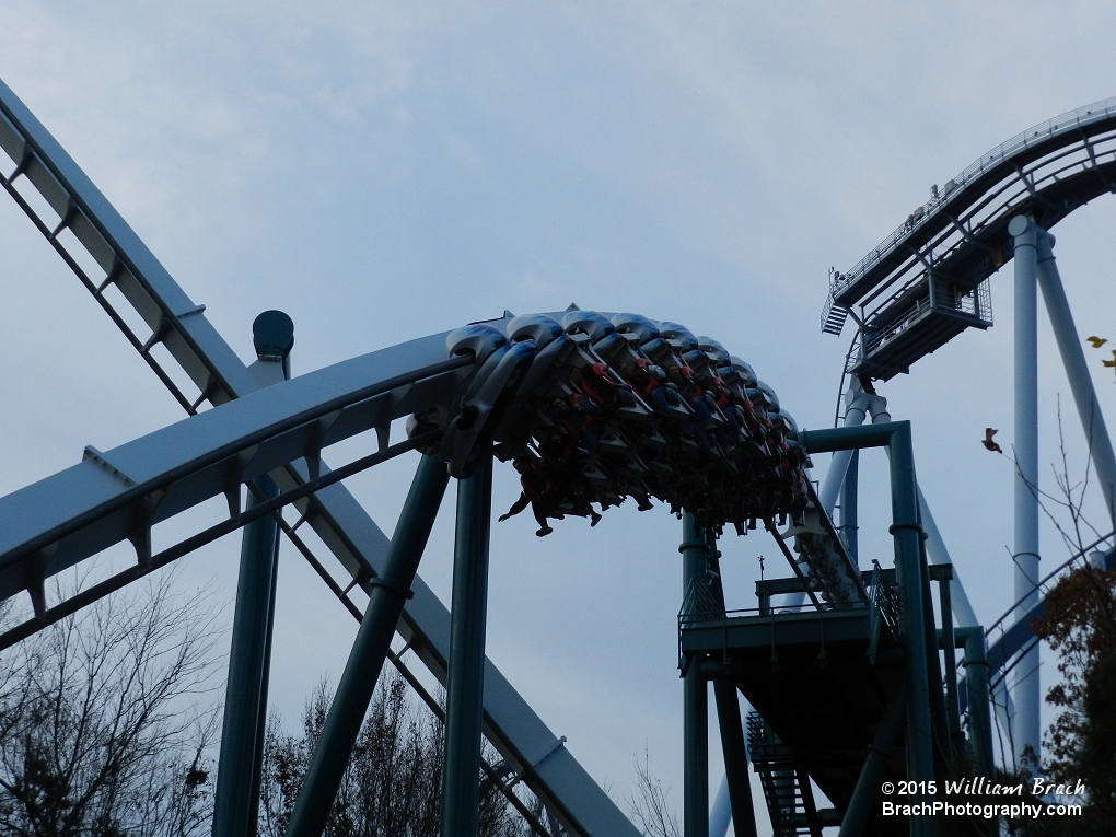 Alpengeist train exiting the mid-course brake run.