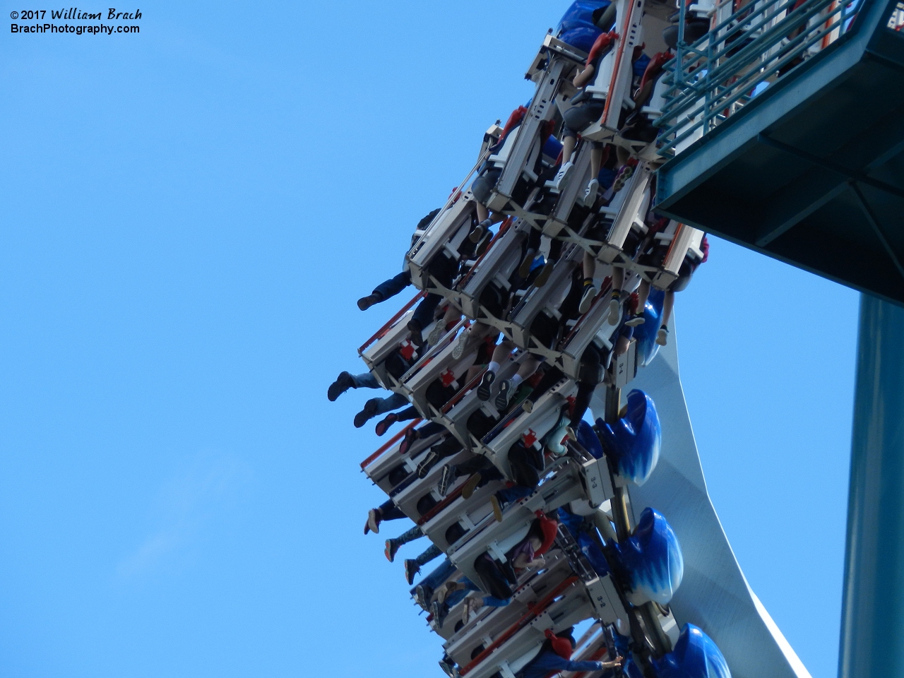 Alpengeist train leaving the lift hill.